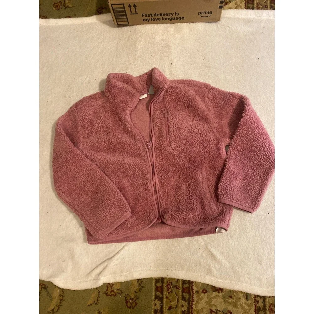 The Children’s Place Girls Sherpa Fleece Jacket Pink/Mauve Size 7/8